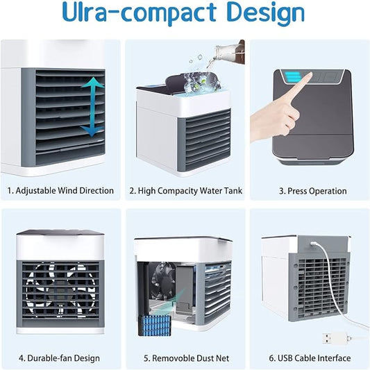 Arctic Air Ultra | 3-in-1 Mini USB Portable Air Cooler, Personal Evaporative AC with LED Night Light – Compact Air Conditioner for Home, Office & Travel