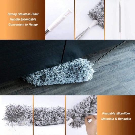 Extendable Microfiber Duster with Long Telescopic Handle | Long Reach, Bendable Head, Washable Fan & Ceiling Cleaner