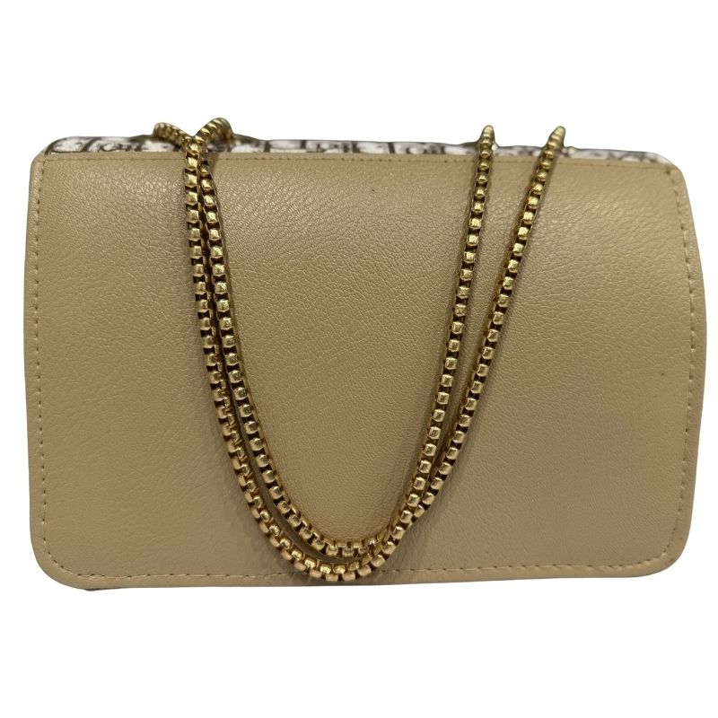 ior Oblique Canvas & Beige Leather Flap Clutch – Timeless Designer Statement Piece