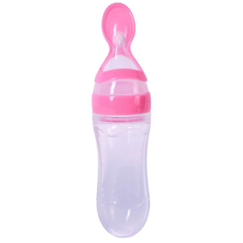 Baby Spoon Feeder - 90ml Silicone Baby Feeding Bottle With Spoon