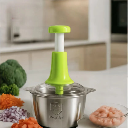 2L Manual Food Chopper | Stainless Steel Bowl & 4 Blades