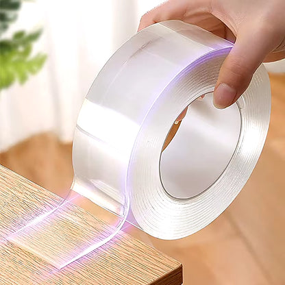 Nano Tape | Double-Sided Transparent Tape | Reusable, Washable & Traceless Gel Grip for Home & Office
