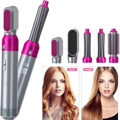 5-in-1 Electric Hair Dryer Brush Kit I Blow Dryer, Straightener, Curler & Volumizer