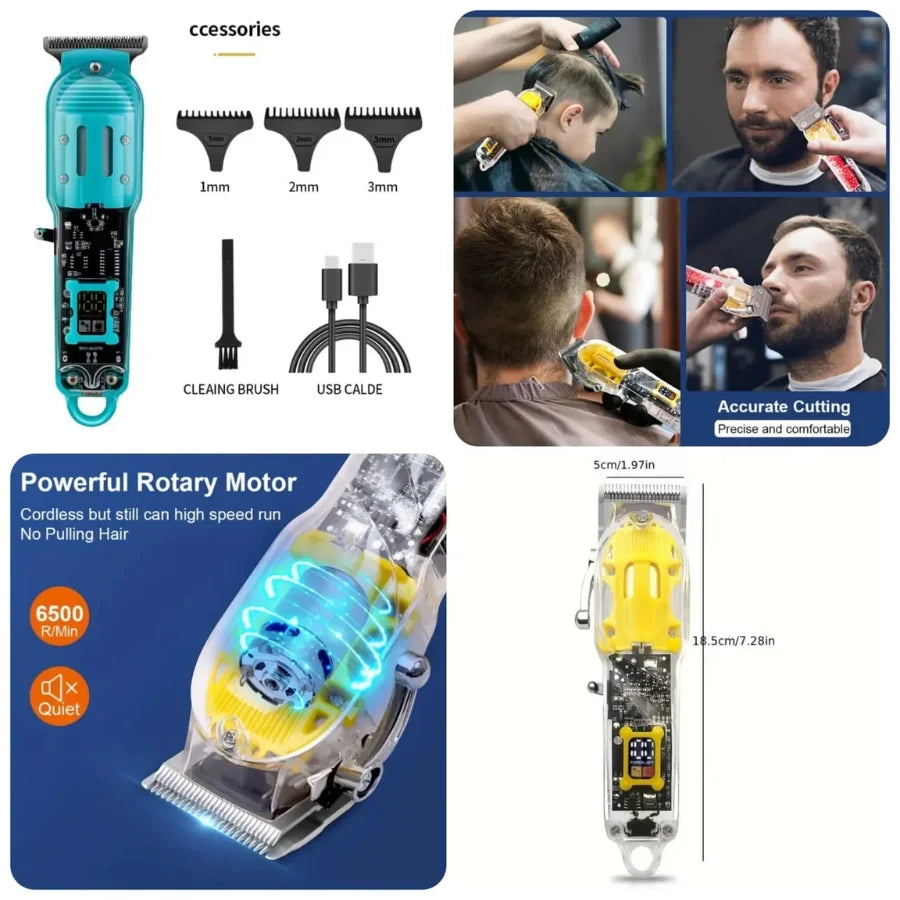 Darling Transparent LCD Electric Hair Trimmer | USB Rechargeable | Professional Grooming