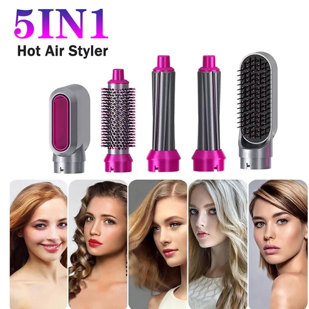 5-in-1 Electric Hair Dryer Brush Kit I Blow Dryer, Straightener, Curler & Volumizer