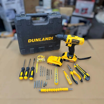 Dunlandi 24V Cordless Drill Machine Set | 2 Batteries + Tool Kit