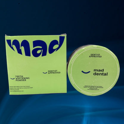 Mad Dental Care Teeth Whitening Powder – Dentist Approved | Natural Enamel-Safe Formula for Bright Smile