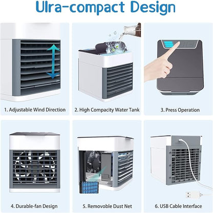 Arctic Air Ultra | 3-in-1 Mini USB Portable Air Cooler, Personal Evaporative AC with LED Night Light – Compact Air Conditioner for Home, Office & Travel
