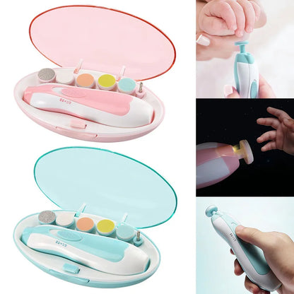 6 in 1 Baby Nail Trimmer Portable Electric Manicure Pedicure Nail Clippers Infant Newborn Baby Nail Cutter with LED Light