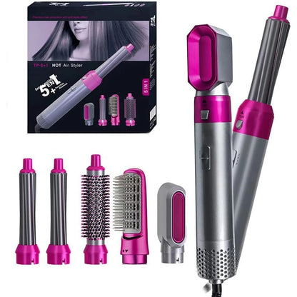 5-in-1 Electric Hair Dryer Brush Kit I Blow Dryer, Straightener, Curler & Volumizer