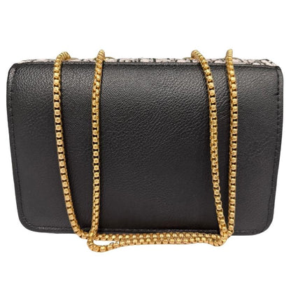 Dior Oblique Canvas & Black Leather Flap Clutch – Timeless Designer Statement Piece
