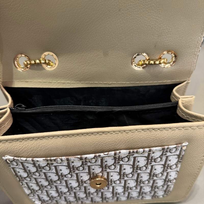 ior Oblique Canvas & Beige Leather Flap Clutch – Timeless Designer Statement Piece