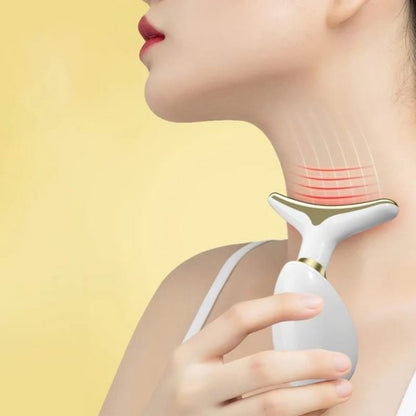 3-in-1 Rechargeable Face and Neck Massager with Red Light Therapy and Microcurrent for Skin Lifting and Anti-Wrinkle Care