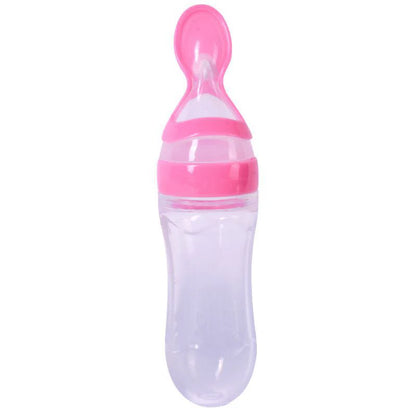 Baby Spoon Feeder - 90ml Silicone Baby Feeding Bottle With Spoon