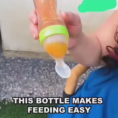 Baby Spoon Feeder - 90ml Silicone Baby Feeding Bottle With Spoon