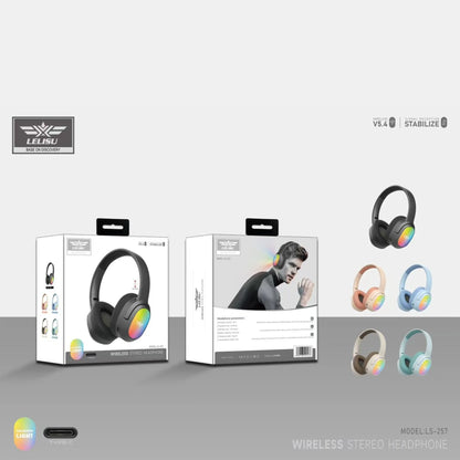 Lelisu LS-257 Wireless Stereo Headphones | Bluetooth 5.4 Over-Ear Headset with Type-C Charging & LED Lights