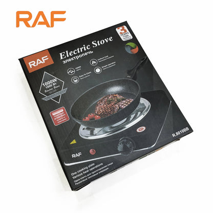 RAF R.8010B Electric Stove Hot Plate and Cooker with 1000W Power, Thermostat, and Uniform Heating