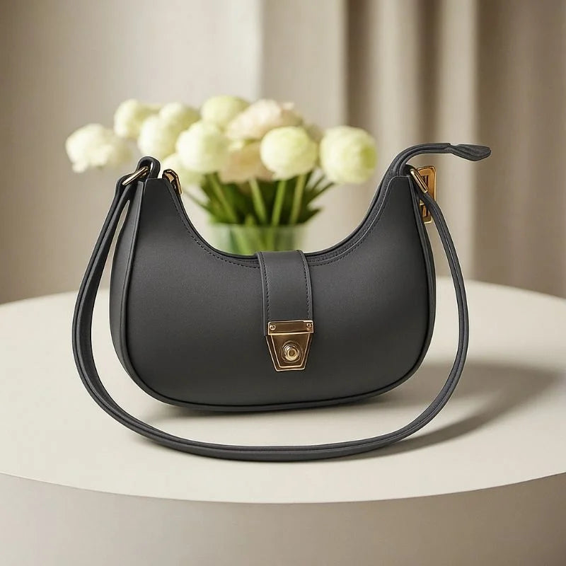 Crescent Luxury Faux Leather Shoulder Bag | Elegant Handbag for Women 5 Colors